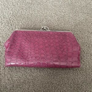 Vintage Pink Crocodile Accordion Clutch Wallet